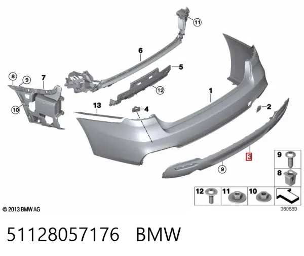 Бампер задній, нижня частина 51128057176 BMW