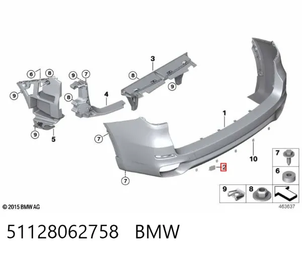 Заглушка бампера буксирувального гака, задня 51128062758 BMW