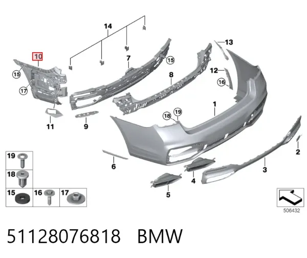 Кронштейн бампера заднього, правий 51128076818 BMW