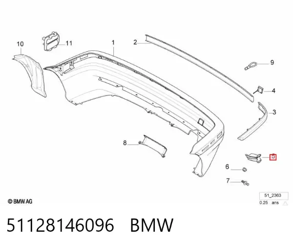 Кронштейн бампера переднього, правий 51128146096 BMW