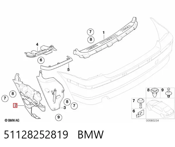 Направляюча заднього бампера, ліва 51128252819 BMW