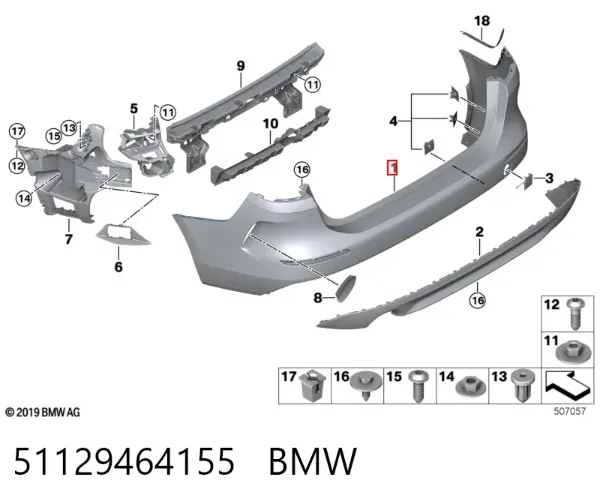Задній бампер 51129464155 BMW