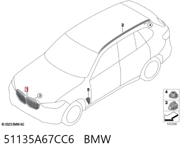 Решітка радіатора 51135A67CC6 BMW
