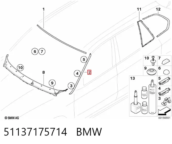 Молдинг лобового скла, правий 51137175714 BMW