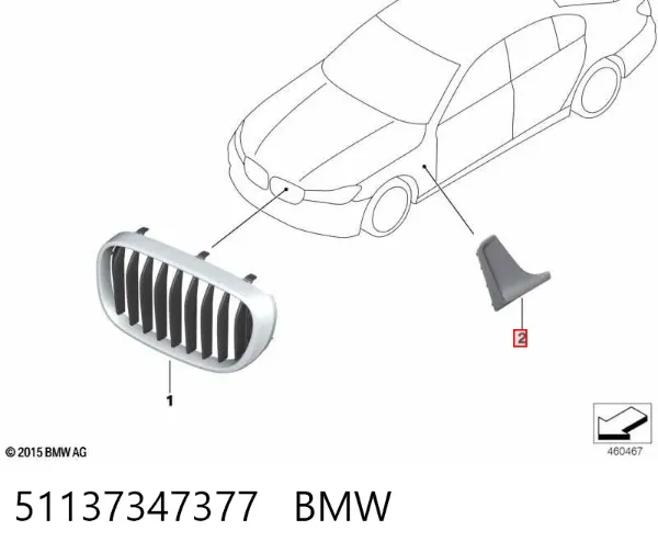 Молдинг переднього лівого крила 7347377 BMW