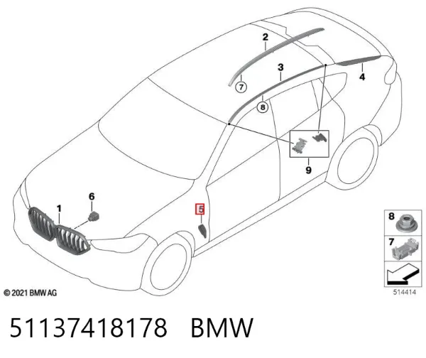 Молдинг переднього правого крила 51137418178 BMW