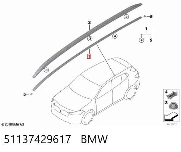 Молдинг даху, лівий 51137429617 BMW