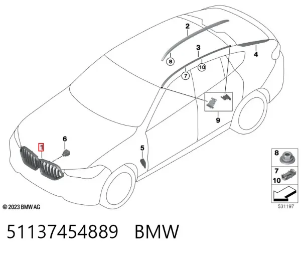 Решітка радіатора 51137454889 BMW