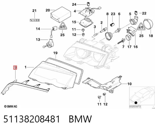 Ущільнювач фари лівої 51138208481 BMW