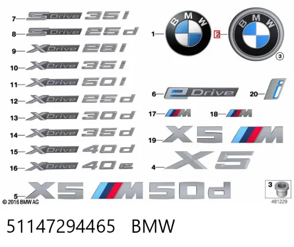 Емблема кришки багажника 51147294465 BMW