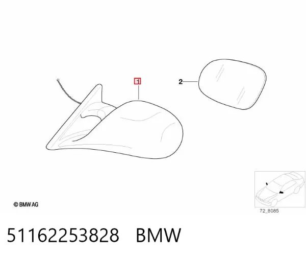 Дзеркало праве 51162253828 BMW