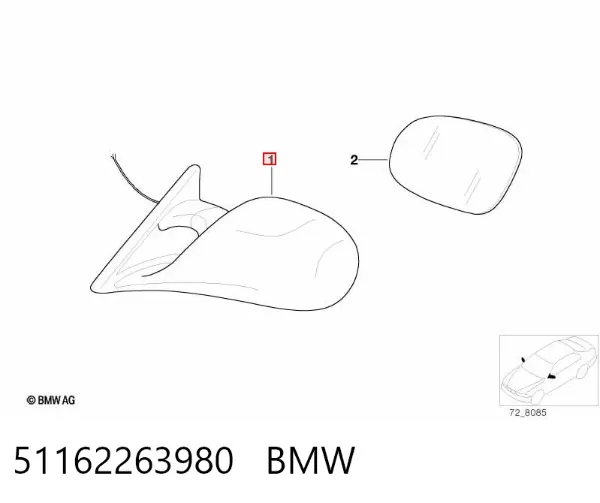 Дзеркало праве 51162263980 BMW