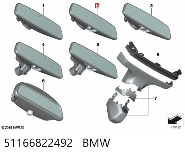 Дзеркало салону 51166822492 BMW