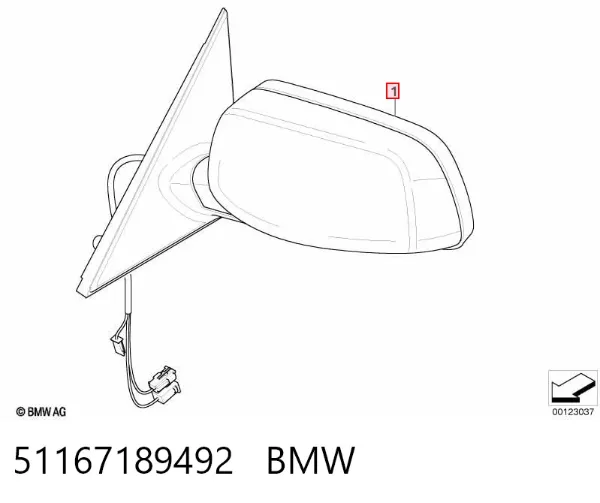 Дзеркало праве 51167189492 BMW