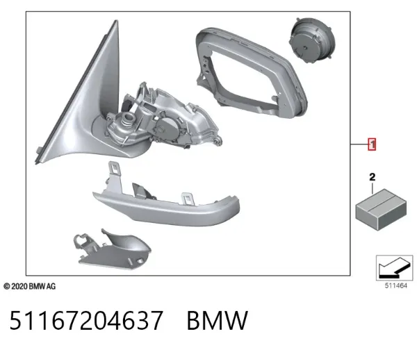 Ліве бокове дзеркало BMW 7 F01, F02, F03, F04