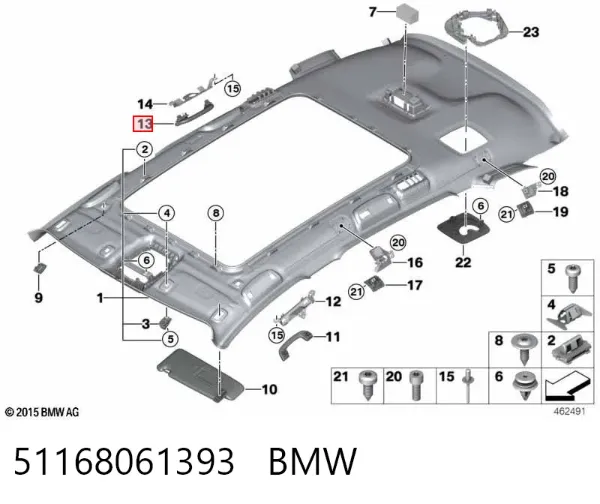 Ручка салону, дахи 51168061393 BMW