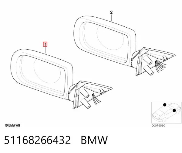 Дзеркало праве 51168266432 BMW