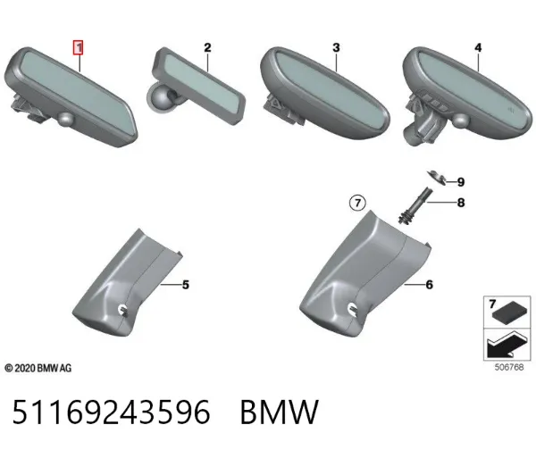 Дзеркало салону 51169243596 BMW