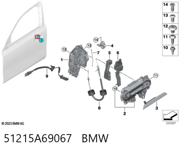Тримач зовнішньої ручки дверей, передньої лівої 51215A69067 BMW