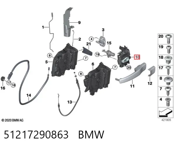 Тримач зовнішньої ручки дверей, передньої лівої 7290863 BMW