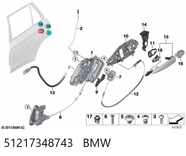 Ручка передньої двері зовнішня ліва 51217348743 BMW