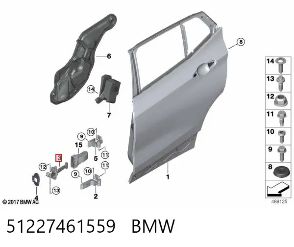 Обмежувач відкриття дверей, задній лівий 51227461559 BMW
