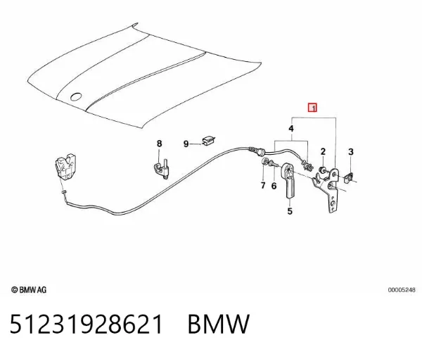 Трос капота 51231928621 BMW
