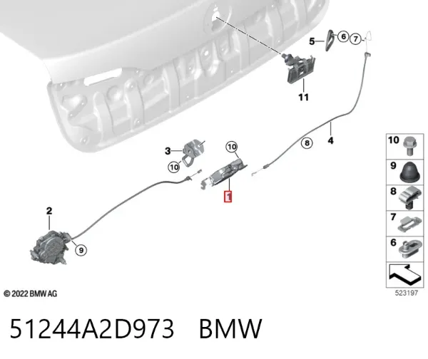 Замок багажника 51244A2D973 BMW