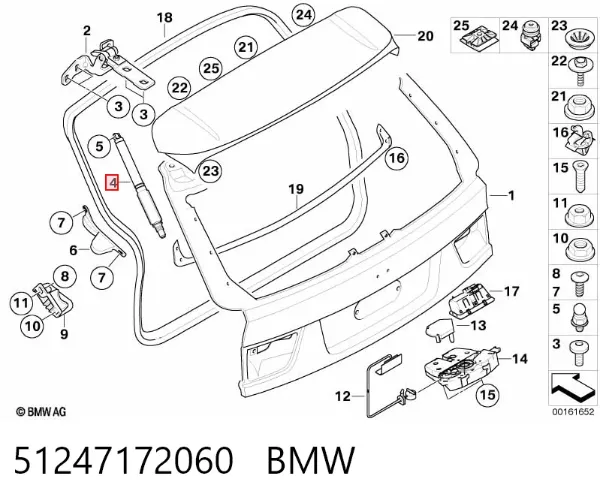 Амортизатор багажника 51247172060 BMW
