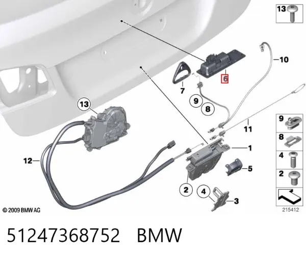 Ручка 5-й (3-й) двері зовнішня 51247368752 BMW