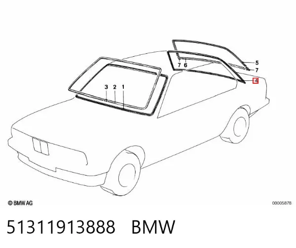 Ущільнювач заднього скла 51311913888 BMW