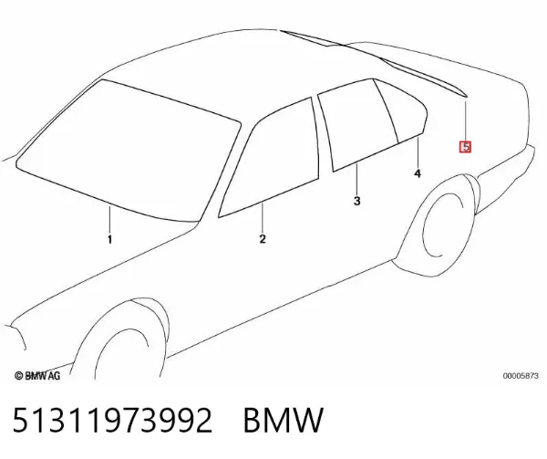 Скло заднє, 3/5-й двері (ляди) 51311973992 BMW