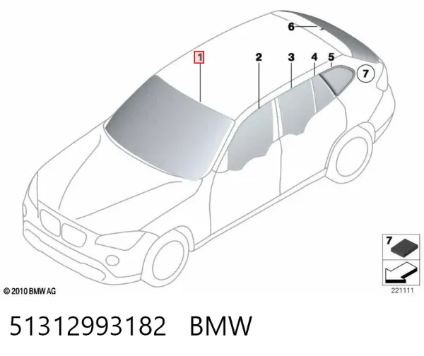 Лобове скло 51312993182 BMW