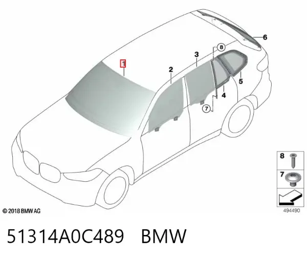 Лобове скло 51314A0C489 BMW