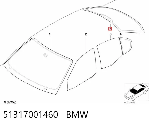 Заднє скло BMW 3 E46