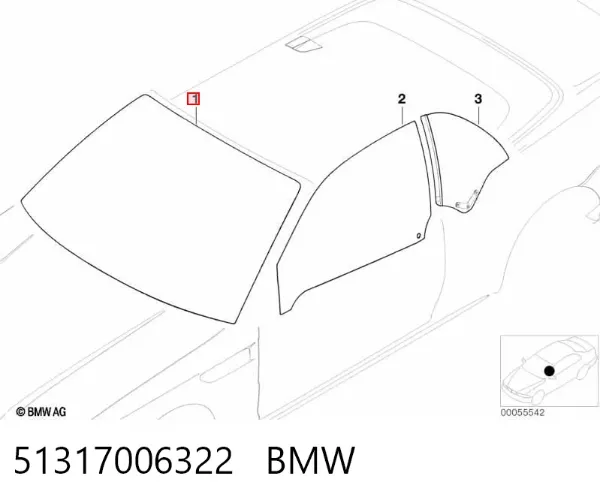 Лобове скло 51317006322 BMW