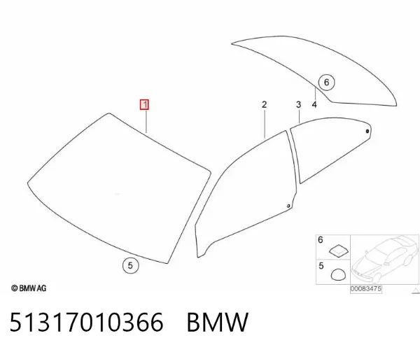 Лобове скло 51317010366 BMW