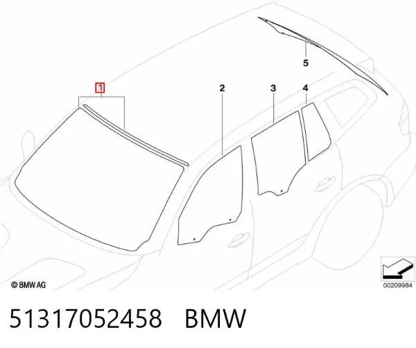 Лобове скло 51317052458 BMW