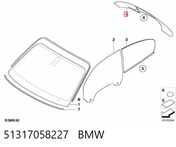 Скло заднє, 3/5-й двері (ляди) 51317058227 BMW