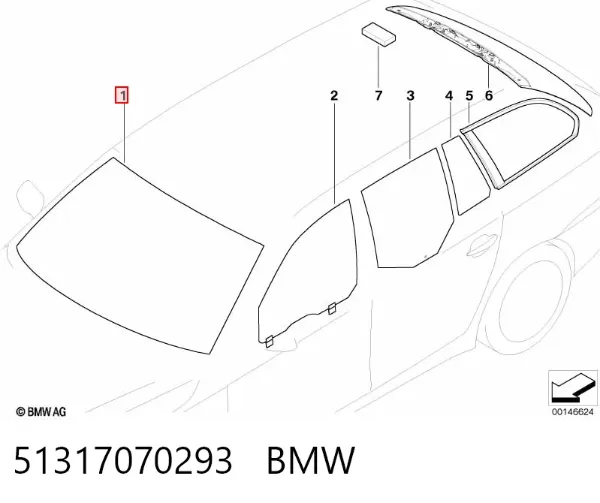 Лобове скло 51317070293 BMW
