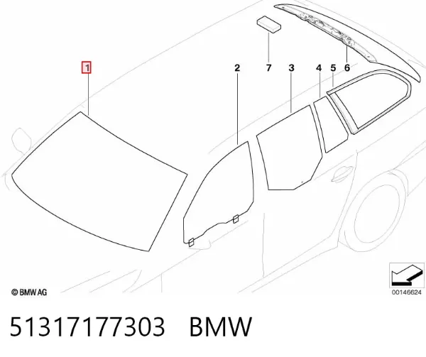 Лобове скло 51317177303 BMW