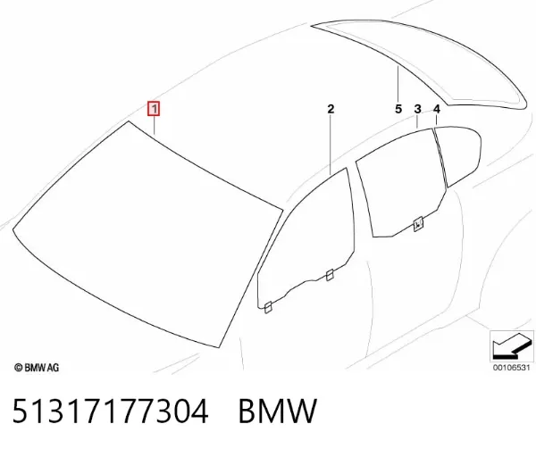 Лобове скло 51317177304 BMW