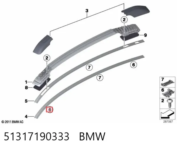 Пістон (кліп) кріплення підкрилки переднього крила 51317190333 BMW