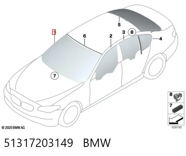 Лобове скло 51317203149 BMW