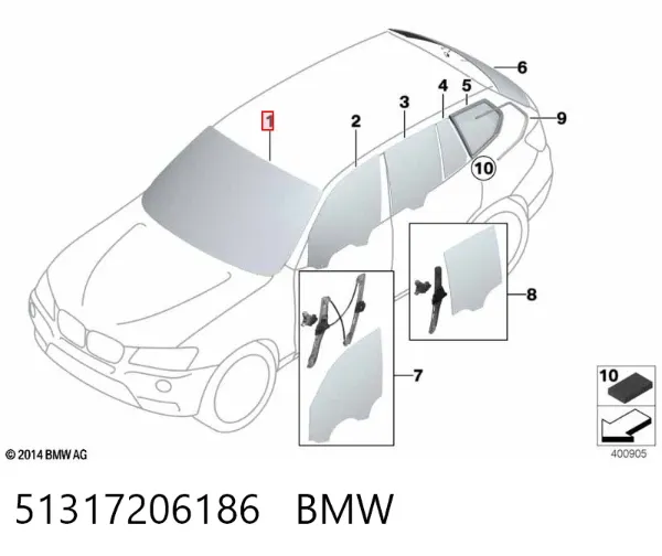 Лобове скло 51317206186 BMW