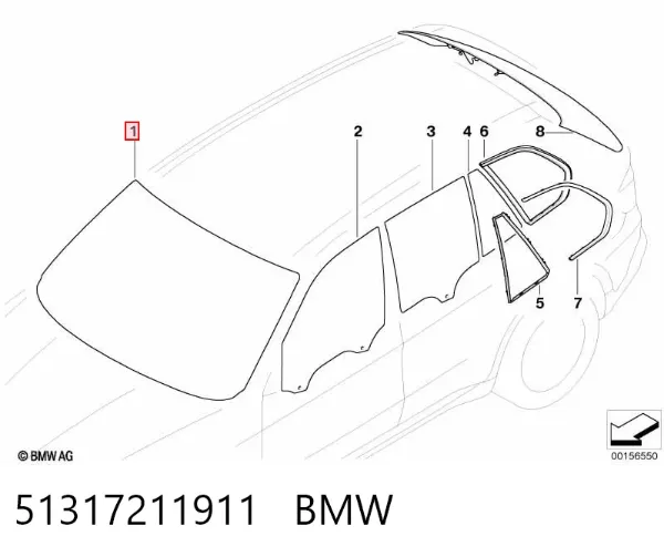 Лобове скло 51317211911 BMW