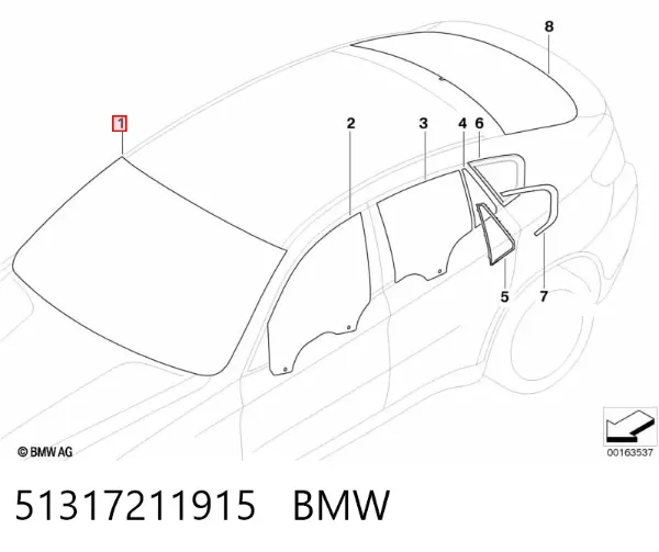 Лобове скло 51317211915 BMW