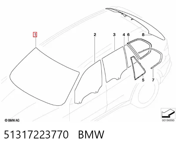 Лобове скло 51317223770 BMW