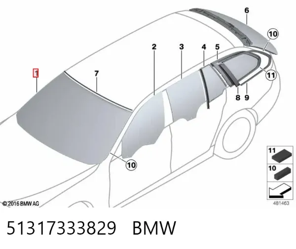 Лобове скло 51317333829 BMW