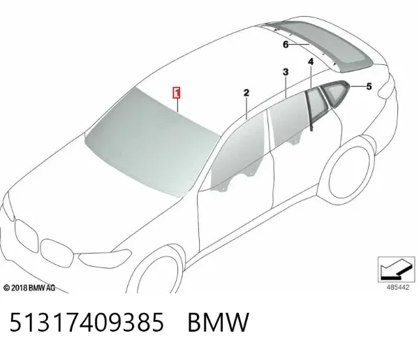 Лобове скло 51317409385 BMW